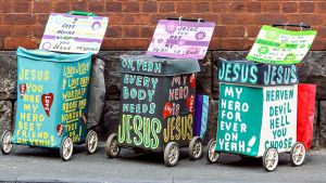 Trolleys hand-painted by Hynes.