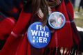 A Hillary Clinton supporter in New Hampshire.