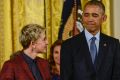  Ellen DeGeneres tears up as President Obama presents her with the 2016 Presidential Medal Of Freedom.