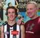 MELBOURNE, AUSTRALIA - NOVEMBER 28: Collingwood father-son draftees Callum Brown and Josh Daicos pose for a photo with ...