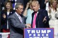 Nigel Farage with Donald Trump at an election rally in Jackson, Mississippi in August. 