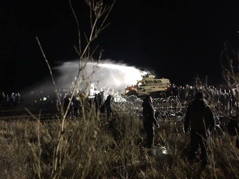 Water cannon shot at peaceful protestors