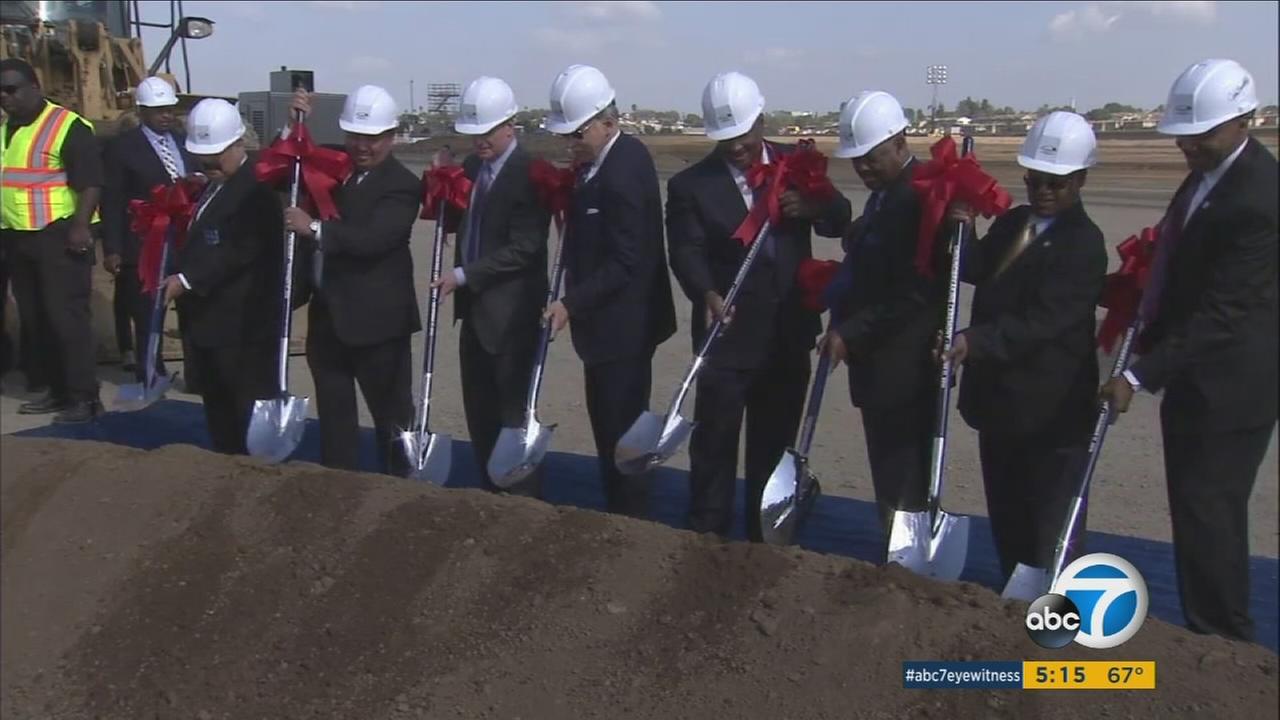 Officiants broke ground at the site of the Los Angeles Rams Inglewood stadium on Thursday, Nov. 17, 2016.