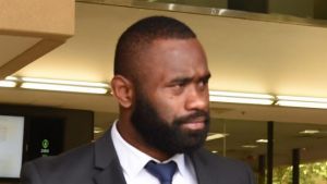 Semi Radradra leaves Parramatta Local Court on Wednesday. 