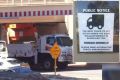 The truck stuck under the bridge - almost as the flier predicted.