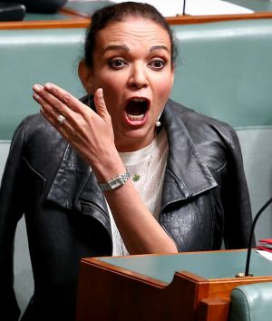 Labor MP Anne Aly reacts to an answer by Minister for Immigration and Border Protection Peter Dutton during Question ...