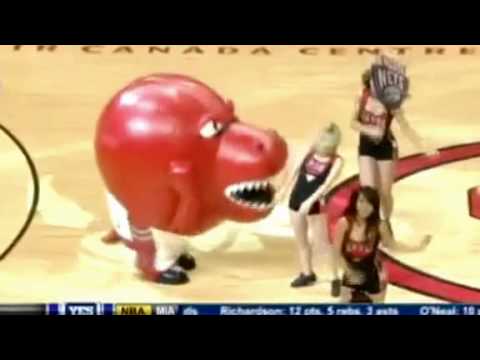 Toronto Raptors Mascot Eats Cheerleader