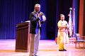 John Pratt introduces Nobel Peace laureate Leymah Gbowee at a recent chautauqua in Greensburg, Indiana.