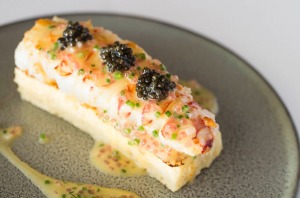 Champagne lobster, french toast, Sterling caviar and finger lime served at Aria in Sydney.