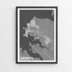 Darwin Two-tone Map Print