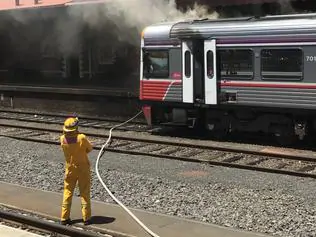 Authorities are investigating how a V/Line sprinter train caught fire at Seymour Railway station on December 2, 2016. Picture: Supplied