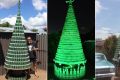 Wesley Boyd and his 4.4 metre high Christmas tree made entirely from VB cans.