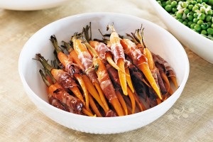 Prosciutto-wrapped baby carrots