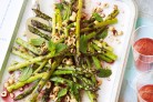 Barbecued asparagus with hazelnuts and...