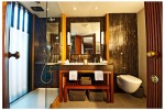 <b>RIVER CRUISING'S BEST SUITES</b> Aqua Expeditions, Aqua Mekong design suite bathroom.