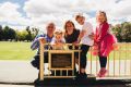 Brad Haddin with his wife, Karina, and three children, Hugo, 4, Zac, 8, and Mia, 6, at the newly named Brad Haddin Oval ...