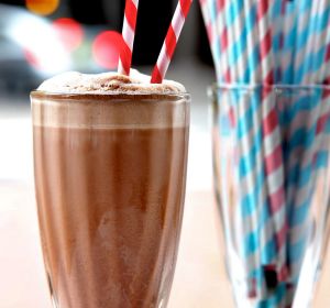 Double chocolate and peanut butter shake.