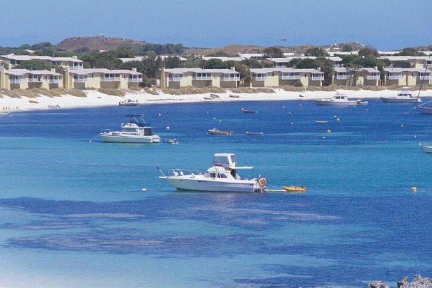 Boats moored in Longreach Bay, on Rottnest Island. It's just a quick boat ride from bustling Fremantle, but tranquil ...