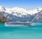 Mountain range and ocean waters in Glacier Bay National Park.