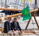 Maluka of Kermandie crew member Peter Inchbold and owner Sean Langman at the Cruising Yacht Club of Australia. 