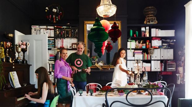 Sunday Life's Melbourne homes editor,
Heather Nette King, with her husband Jeremy and daughters Alexandra (on piano) and ...