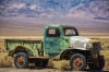 Ballarat, near Death Valley California. This truck was apparently owned by infamous murderer Charles Manson who was ...