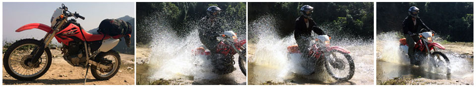 Offroad Vietnam Adventures - Vietnam Motorbike Tours, Motorcycle Adventures And Scooter Rentals In Hanoi: Touring dirt bike fleet 1998-2005 Honda XR250 and XR250 Baja used by Offroad Vietnam in Hanoi