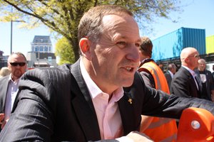 John Key at the reopening of City Mall in Christchurch on 29 October 2011.