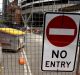 Construction of the light rail line along George Street shows few signs of progress. 