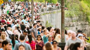 Just a few tourists on the Canadian side of Niagara Falls.