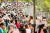 Just a few tourists on the Canadian side of Niagara Falls.