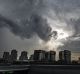 Storm clouds mass over Burwood.