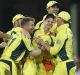 SYDNEY, AUSTRALIA - DECEMBER 04: The Australian team congratulate Steven Smith after he took the catch to dismiss BJ ...