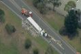 One of two truck crashes on the Monash Freeway, this one at the on-ramp at Blackburn Road, Glen Waverley.