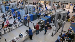 Security check point at Minneapolis-St. Paul International Airport.