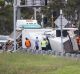 The truck rolled over at Blackburn Road on-ramp causing traffic chaos on the Monash Freeway.