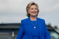 Democratic presidential candidate Hillary Clinton arrives to speak to the media in New York on Thursday.