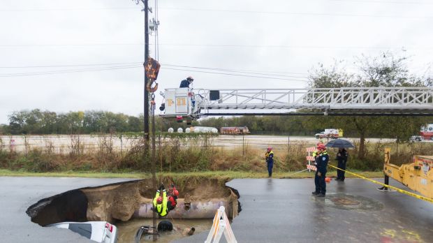 San Antonio Fire Department workers at the scene.