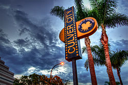 Culver City sign at sunset in October 2010