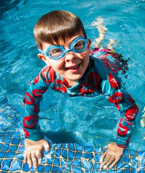 Jasper,6 and Claudia Hall,8 of Aranda enjoy the swimming in the pool. Claudia did the comulsory year 2 water safety ...