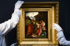 "Portrait of Two Boys" by Titian which is part of a Sotheby's Old Masters Sale. The auctioneer has hired an in-house ...