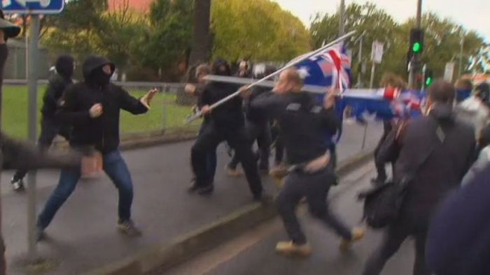 Protesters clash with police in Coburg