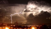Lightning strikes during storm acitivity over Braidwood