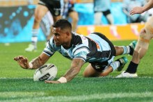 Clouded future ... Ben Barba scoring the opening try of the NRL grand final