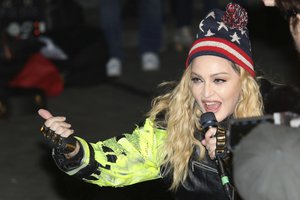 Madonna performs in support of the Hillary Clinton campaign at Washington Square Park on Monday, Nov. 7, 2016, in New York.