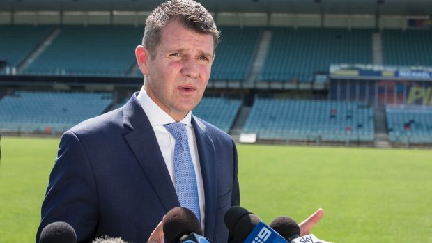 Mike Baird talks about the lockout law changes at Parramatta this morning.