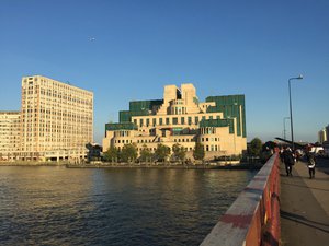 File - A view of The SIS Building, seen from Vauxhall Bridge, that houses the headquarters of the British Secret Intelligence Service (SIS, MI6).