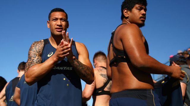 Western Sydney boys: Wallabies Israel Folau and Will Skelton.