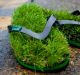 No need to keep your Kusa flip flops watered and mown, the grass is fake (but feels very real!)