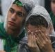 Grief-stricken: Fans at a Chapecoense memorial service.